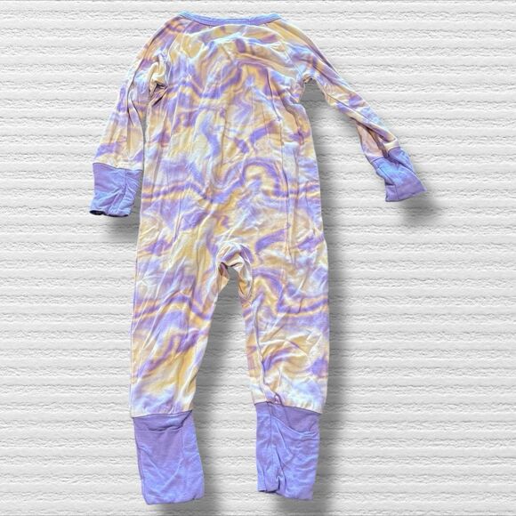 Seersucker Joey Peach And Purple Tie Dye Swirl Bamboo Pajama Footie 3-6 M - Picture 4 of 4
